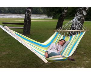 Caribe Grande Beach MacaTex - amaca doppia a barra resistente alle intemperie verde