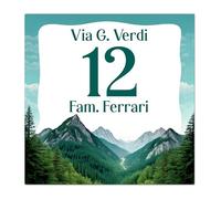 Caribu design Numero Civico Personalizzato da Esterno - Mattonella in Ceramica 15,2x15,2 cm Targa Personalizzabile con Indirizzo, Via, Nome Famiglia, Testo - Piastrella Quadrata tema Montagna e Natura
