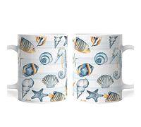 Caribu design Set Tazze Colazione Estate a Tema Mare con Pesci Coralli Conchiglie Stella Marina e Cavalluccio Marino Mug Caffè Tè in Ceramica (4)