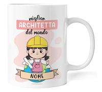 Caribu design Tazza Architetta Personalizzata con Nome e Colore Capelli - Idea Regalo per Ringraziare Architetti Personalizzabile Divertente per Compleanno, Natale, Lavoro, Laurea (Architetta Donna)