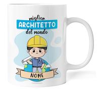 Caribu design Tazza Architetto Personalizzata con Nome e Colore Capelli - Idea Regalo per Ringraziare Architetti Personalizzabile e Divertente per Compleanno, Natale, Lavoro, Laurea (Architetto Uomo)