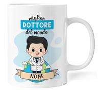 Caribu design Tazza Dottore Personalizzata con Nome e Colore Capelli - Idea Regalo per Medico Personalizzabile Divertente Compleanno Natale Lavoro Laurea Professione (Dottore Uomo)