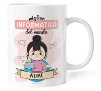 Caribu design Tazza Informatica Personalizzata con Nome e Colore Capelli - Idea Regalo per Ringraziare Informatici Sviluppatori e Web Developer - Compleanno, Natale, Lavoro, Laurea (Informatica Donna)