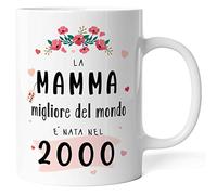 Caribu design Tazza Mamma Migliore del Mondo nata nel 2000 (22 anni) - Idea Regalo Originale Donna - Festa della Mamma/Compleanno