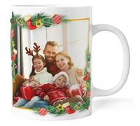 Caribu design Tazza Natale Personalizzata con Foto e Testo Scritta - Idea Regalo Famiglia Coppia Amici Marito Moglie Fidanzato Fidanzata - Messaggio Auguri Personalizzabile