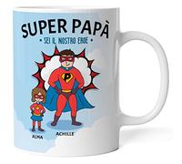 Caribu design Tazza personalizzata papà supereroe - idea regalo originale festa del papà/compleanno (Papà + Femmina)