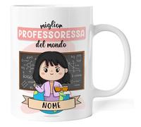Caribu design Tazza Professoressa Maestra Personalizzata con Nome e Colore Capelli - Idea Regalo Personalizzabile Divertente - Compleanno, Natale, Laurea, Scuola, Liceo fine anno (Professoressa Donna)