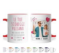 Caribu design Tazza San Valentino Personalizzata Le Tue Scoregge Puzzano - Idea Regalo Lei Lui con Foto Nomi Testo Personalizzabile Polaroid Love You Fidanzato Fidanzata Coppia Innamorati Anniversario