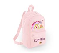 Caribu design Zainetto Bambino/Bambina Personalizzato con Nome - Zaino Piccolo da Bimbo - Cartella Personalizzabile per Scuola Asilo Materna Sport Gite Viaggi 23 x 35 x 12 cm (Rosa)
