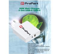 Carica Batteria 65W 2 Output USB-A - USB-C - PP64565W1A1C