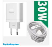 CARICA BATTERIA ORIGINALE 30W per REALME 11 / 12 / 12X PRO PLUS +CAVO C BIANCO