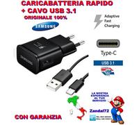 CARICA BATTERIA RAPIDO ORIGINALE SAMSUNG + CAVO USB 3.1 TYPE-C S9 S9+ PLUS FAST