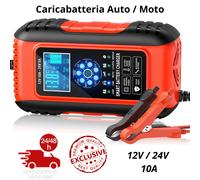 Carica Batterie Auto Caricatore Intelligente 12V/24V 10A Schermo LCD Automatico