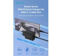 Carica Batterie PD 45 Watt con cavo da C a C per carica rapida nero - DECHG45W14