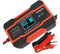 Carica Batterie per Auto, Caricabatteria da Auto 12V / 24V 10A Multi Protezioni Caricabatteria e Mantenitore,Intelligente Touch Schermo LCD Caricabatteria Completamente Automatico (Rosso)