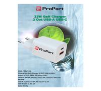 Carica Batterie QC GaN 33W PD 2 Output USB-A + USB-C