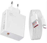 Carica Batterie Turbo Rapido per Xiaomi 120W per Redmi Note 11 Pro/Note 12 / Note 13 / Note 10 / Note 13 Pro+ Plus 5G +Cavo Dati USB Sostituisce Con Originale MDY-12-EZ EH Bianco
