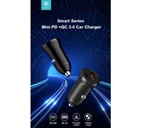 Carica da Auto Super Rapido Slim PD+QC3 30W. 2 Out C Nero