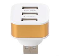 Carica facilmente più gadget utilizzando questo adattatore USB a 3 porte dal design efficiente (oro)