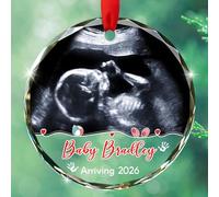 Carica foto Ornamento in vetro per bambini in arrivo Natale, Foto personalizzata Baby Arriving 2026 Regalo di ornamento di Natale per i genitori in attesa, Sonogram personalizzato del bambino Foto