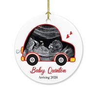 Carica l'ornamento natalizio del bambino della foto ad ultrasuoni 2025, nome personalizzato del bambino che arriva 2026 Ornamenti Regalo per il nuovo papà della nuova mamma, il primo ornamento di