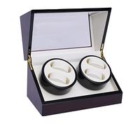 Carica orologi per 4 orologi, silenziosa e automatica in legno, con alimentatore di rete per orologi automatici, veleno, legno