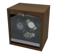 Carica orologi per orologi automatici Scatola portaoggetti Custodia per orologi meccanica antipolvere Cassa per orologi sicura in legno di noce nera Luce ambientale a LED