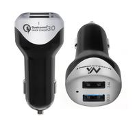 Caricabatteria Auto 2.4A 2xUSB Q.C3.0 cavo 1.5m Silver Maclean Energy MCE157