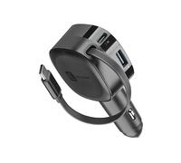 Cellularline Retractable Car Charger Caricabatterie da auto 65W Cbrroll2usb60wk Nero