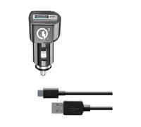 CARICABATTERIA AUTO CELLULARLINE USB Kit 18W - USB-C da 18W, Nero