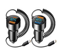 Caricabatteria Auto con Doppio Porta Equipped 1.5m Molla Bobina USB C Cavo per 3