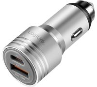 Caricabatteria Auto Doppia USB 20W USB-A QC USB-C PD Argento - Logilink IUSB3-CAR-2P20W