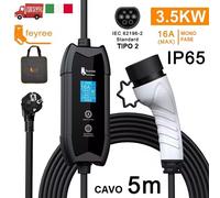 Caricabatteria AUTO ELETTRICA EV Tipo 2 8A-16A 5 metri monofase EVSE schuko EU