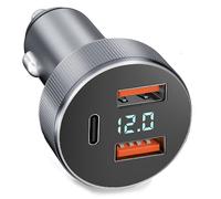 CARICABATTERIA AUTO USB C CON VOLTMETRO LED, ACCENDISIGARI ADATTATORE DOPPIO