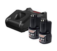 Caricabatteria Bosch GAL12V-40 e 2 batterie GBA 10,8 V 2,0 Ah kit pacchetto...