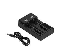 Caricabatteria Caricatore Universale Intelligente a 2 Alloggiamenti con Indicatore Luminoso Carica Rapida in Plastica per Batteria Torcia Frontale