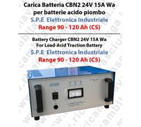 Caricabatteria CBN2 24V 15A Wa per batterie acido piombo Range 90 - 120 Ah (C5)