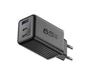 CARICABATTERIA CELLULARLINE Caricatore Multipower Micro 65W GaN Super Fast Charger Max con 3 Porte, 1 porta USB da 36W, 2 porte USB-C