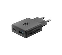 Cellularline caricabatterie da rete Power Lite 45 W doppia porta USB-C 45 W e USB-A 18 W ricarica rapida simultanea tecnologia GaN+ design compatto, nero
