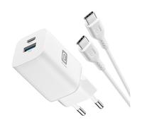 CARICABATTERIA CELLULARLINE GAN+ 65W 2 porte USB-C da 65W, Bianco