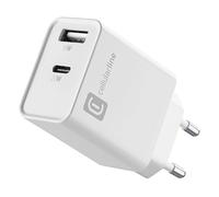 CARICABATTERIA CELLULARLINE Multiporta USBc USB-A 20W da 20W, Bianco