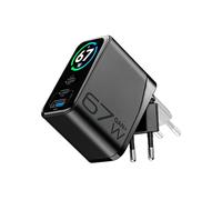 Cellularline PowerView IQ Caricabatterie da Rete 67W con Display TFT, nero