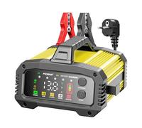 Caricabatteria da auto 12 V/24 V 20 A, caricabatterie intelligente per moto con funzione di riparazione, schermo LCD, supporto di ricarica auto, per auto, moto, camion, AGM, gel, Wet, SLA (giallo)