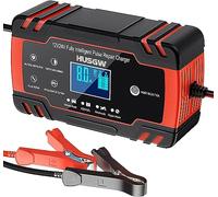 Husgw 8A Caricabatteria da Auto, 12V / 24V 8A Carica Batteria Moto Multi Protezioni e Mantenitore,Intelligente Schermo LCD Carica Batterie Completamente Automatico per Moto,Barche, Auto, Batteria AGM.