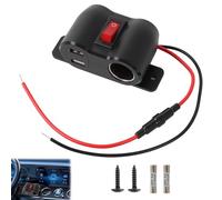 Caricabatteria da Auto 12V/24V con Presa Accendisigari, Adattatore QC3.0 e PD3.0, Ricarica Rapida 18W e 36W, Interruttore di Alimentazione e Display di Tensione a LED per Auto, Camion e Barca