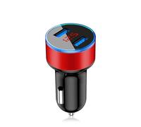 Caricabatteria da auto 3.1A QC3.0 2USB 12-24V digitale a ricarica rapida adattatore per presa accendisigari (rosso)