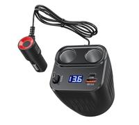 Caricabatteria da auto - 60 Watt antiscivolo e retrattile cavo di ricarica plug and play | 2 porte adattatore auto | per telefoni cellulari e batterie auto di camion e auto