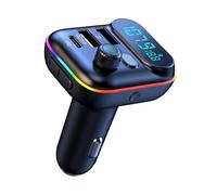 Caricabatteria da auto a ricarica rapida,Adattatore per caricabatterie per auto | Trasmettitore radio per auto,Adattatore per caricabatterie automatico con luce ambientale a LED regolabile, lettore