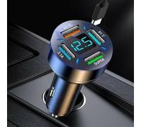 Caricabatteria da auto a ricarica rapida da 66 W con 4 uscite USB e display a LED della tensione della batteria