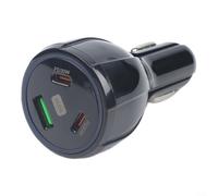 Caricabatteria da auto ad alta velocità da 90 W con doppie porte USB QC 3.0 e PD 30 W, ricarica rapida per dispositivi Android (nero)